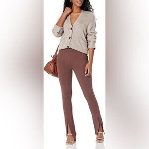 The Drop Uma High-Rise Flare Pants Chocolate XL Ponte Knit Elastic Waist NWOT